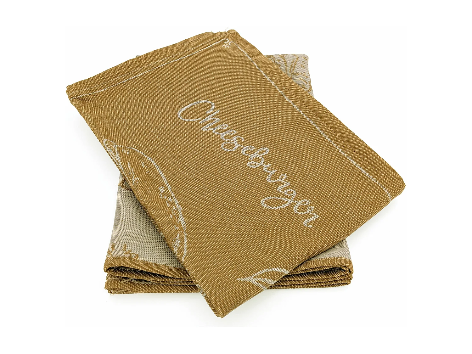 Lot de 2 torchons de cuisine pur coton 50x70 cm BURGER jaune