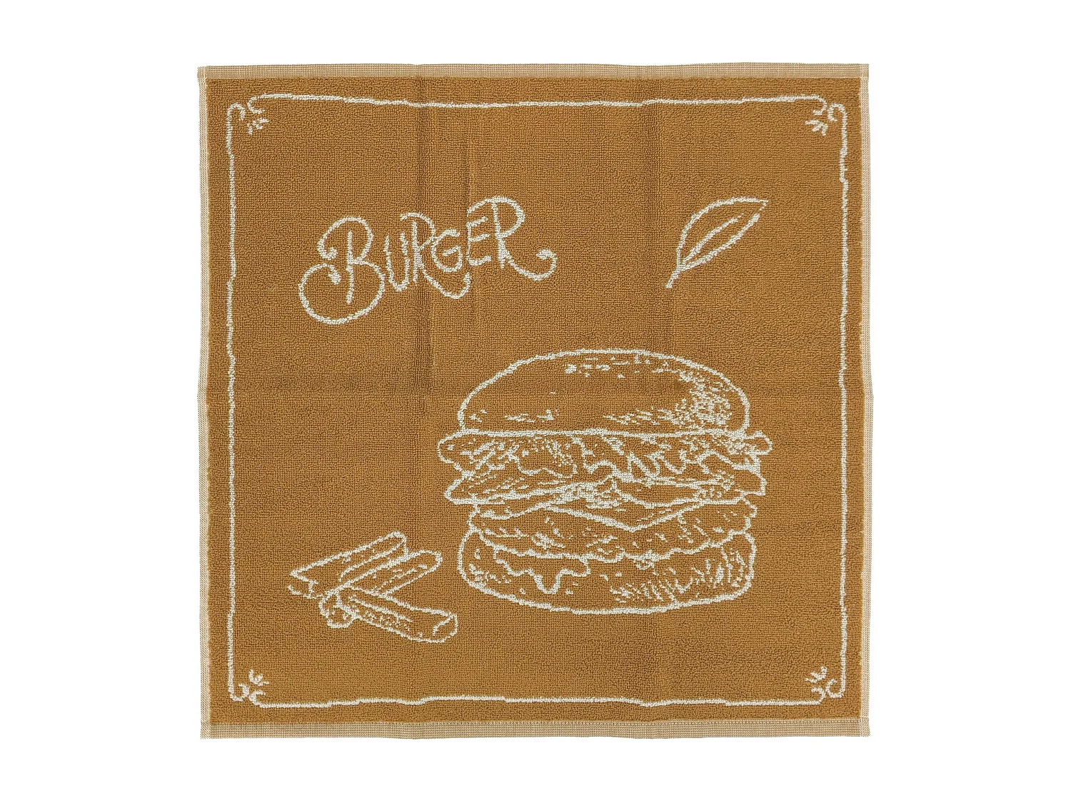 Lot de 2 torchons de cuisine pur coton motif fromage 50x50 cm BURGER jaune