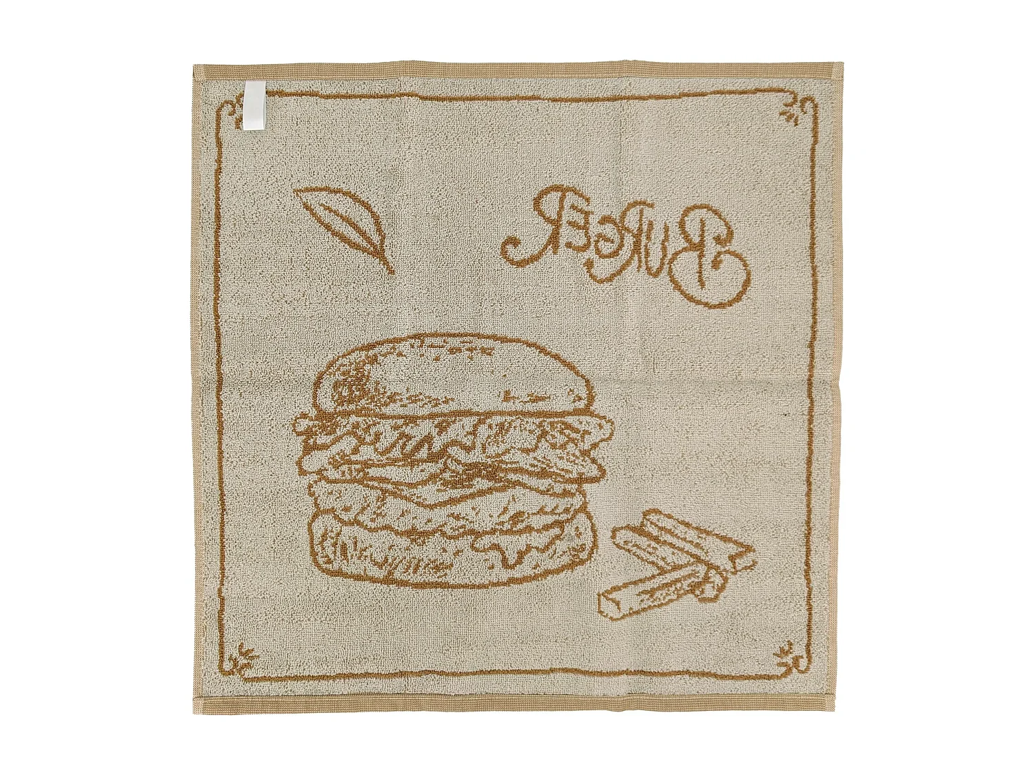Lot de 2 torchons de cuisine pur coton motif fromage 50x50 cm BURGER jaune