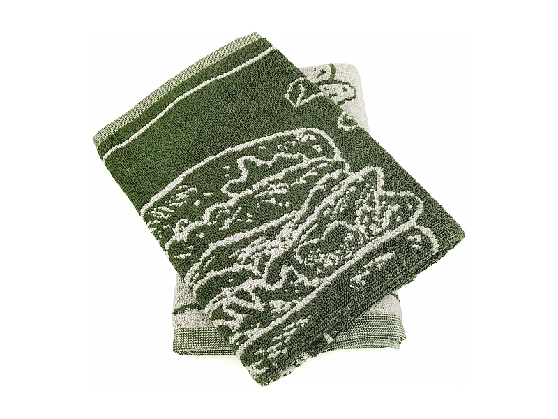 Lot de 2 torchons de cuisine pur coton 50x50 cm motif burger collection BURGER vert