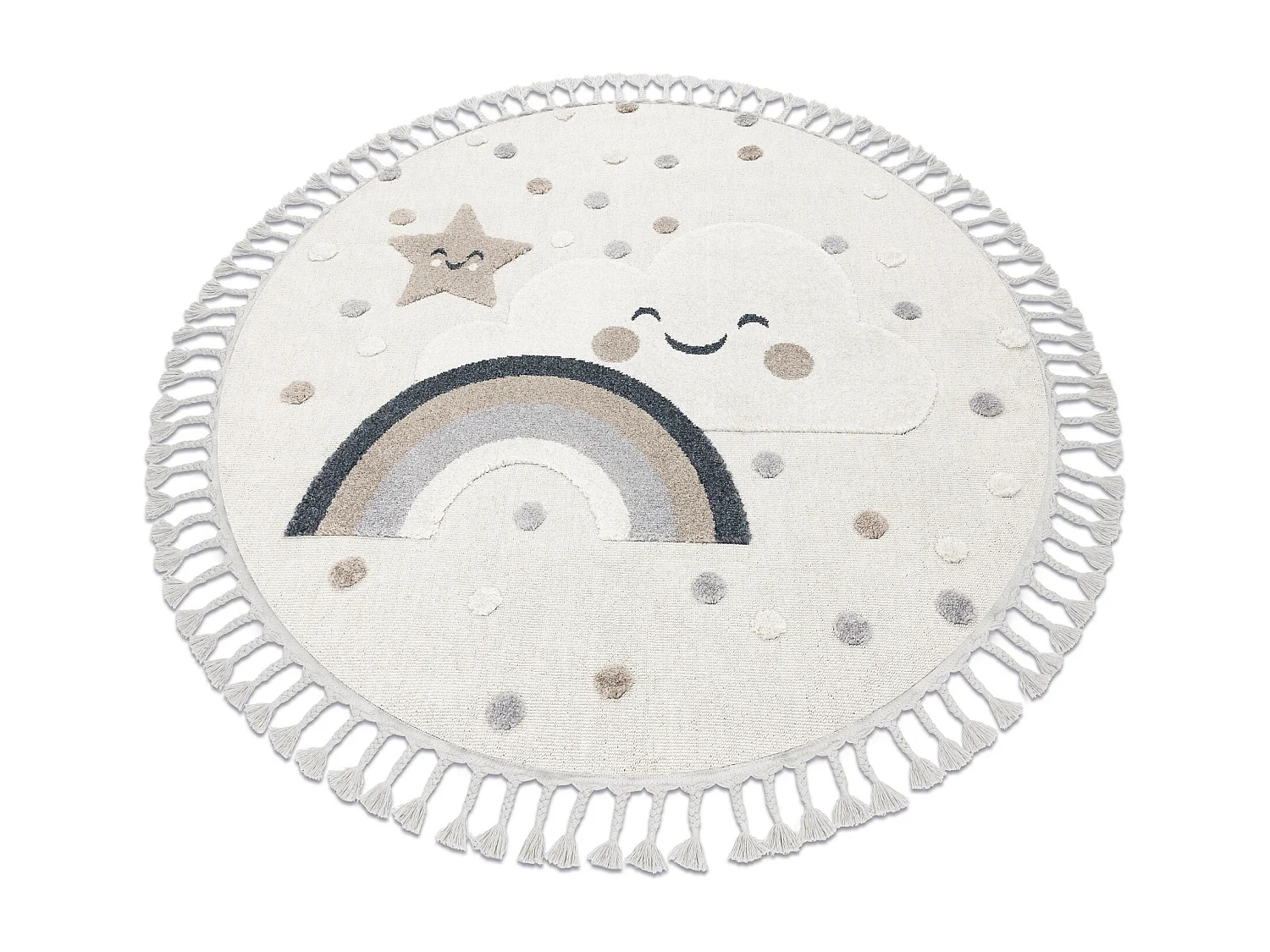 Alfombra YOYO EY78 circulo blanco / beige - Nube, Arcoiris, puntos par cercle 120 cm