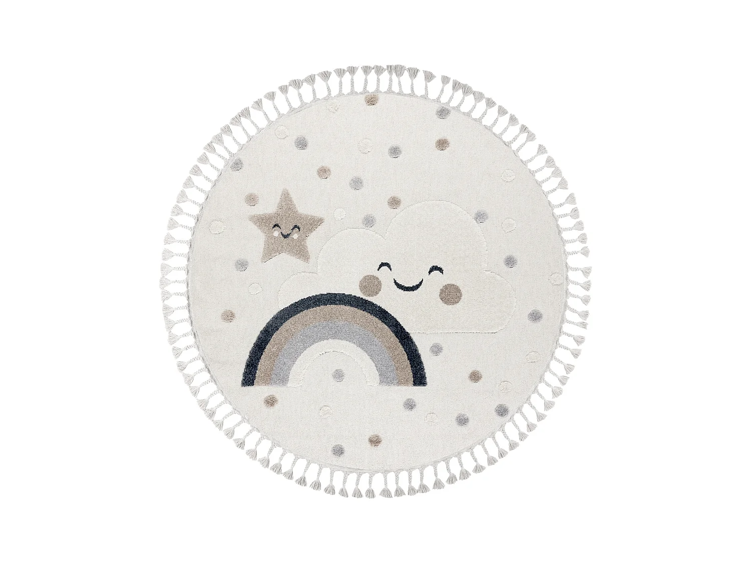 Tapijt YOYO EY78 cirkel wit / beige - Oblak, Regenboog, stippen, voor  cercle 120 cm