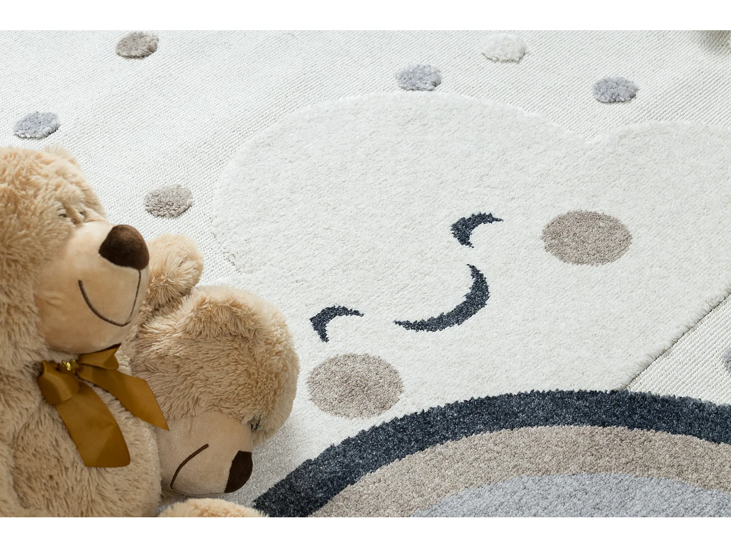 Tapis YOYO EY78 cercle blanc / beige - Nuage, Arc-en-ciel, points en p cercle 120 cm