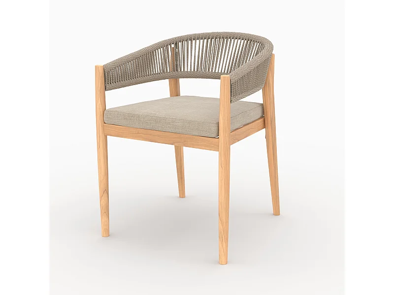 Sedia da giardino in tessuto beige e legno d'acacia - Izïa