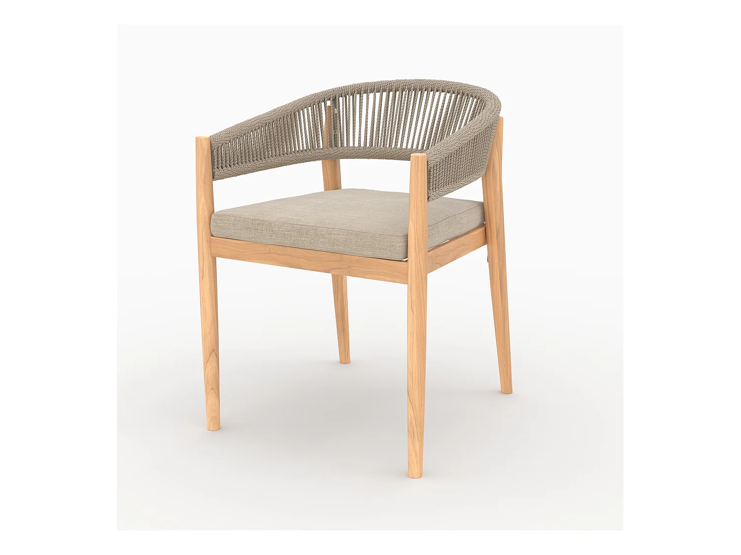 Chaise de jardin en tissu beige et bois d'acacia - Izïa