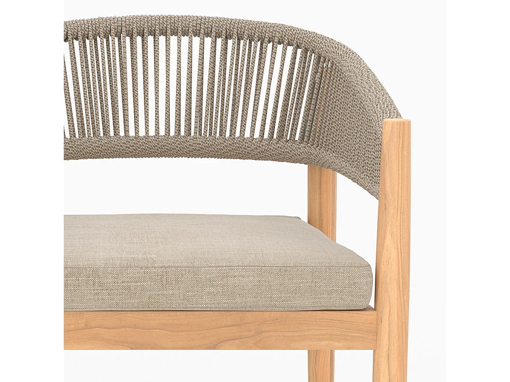 Chaise de jardin en tissu beige et bois d'acacia - Izïa