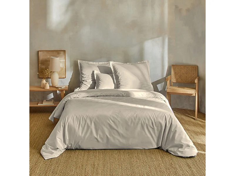 Parure de lit percale unie 240x220 Lin