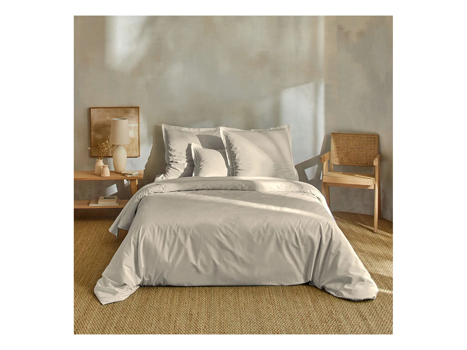 Parure de lit percale unie 260x240 Lin