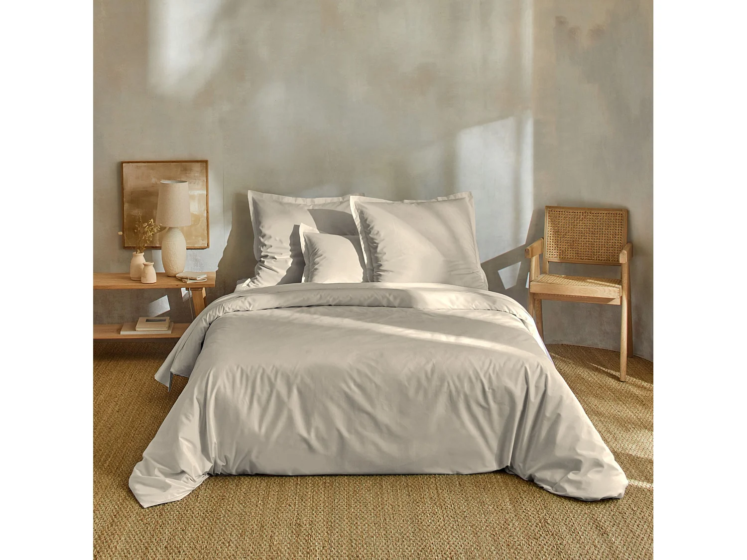 Parure de lit percale unie 140x200 Lin