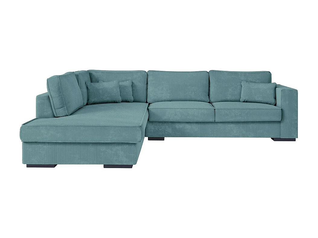 Canapé d'angle gauche Belami XXL 6 places en velours côtelé - Bleu clair - L303 x P228 x H86cm - Loungitude