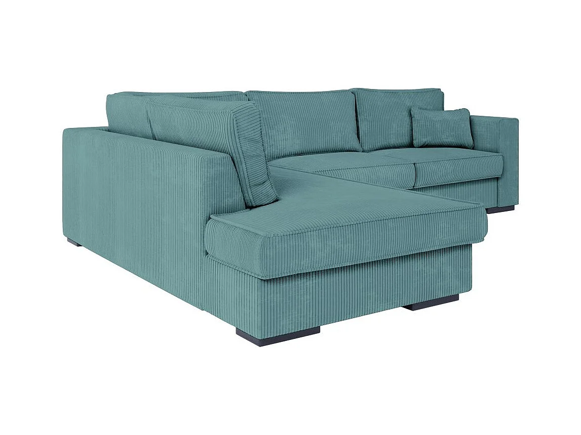 Canapé d'angle gauche Belami XXL 6 places en velours côtelé - Bleu clair - L303 x P228 x H86cm - Loungitude