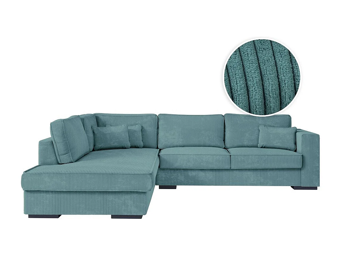 Canapé d'angle gauche Belami XXL 6 places en velours côtelé - Bleu clair - L303 x P228 x H86cm - Loungitude