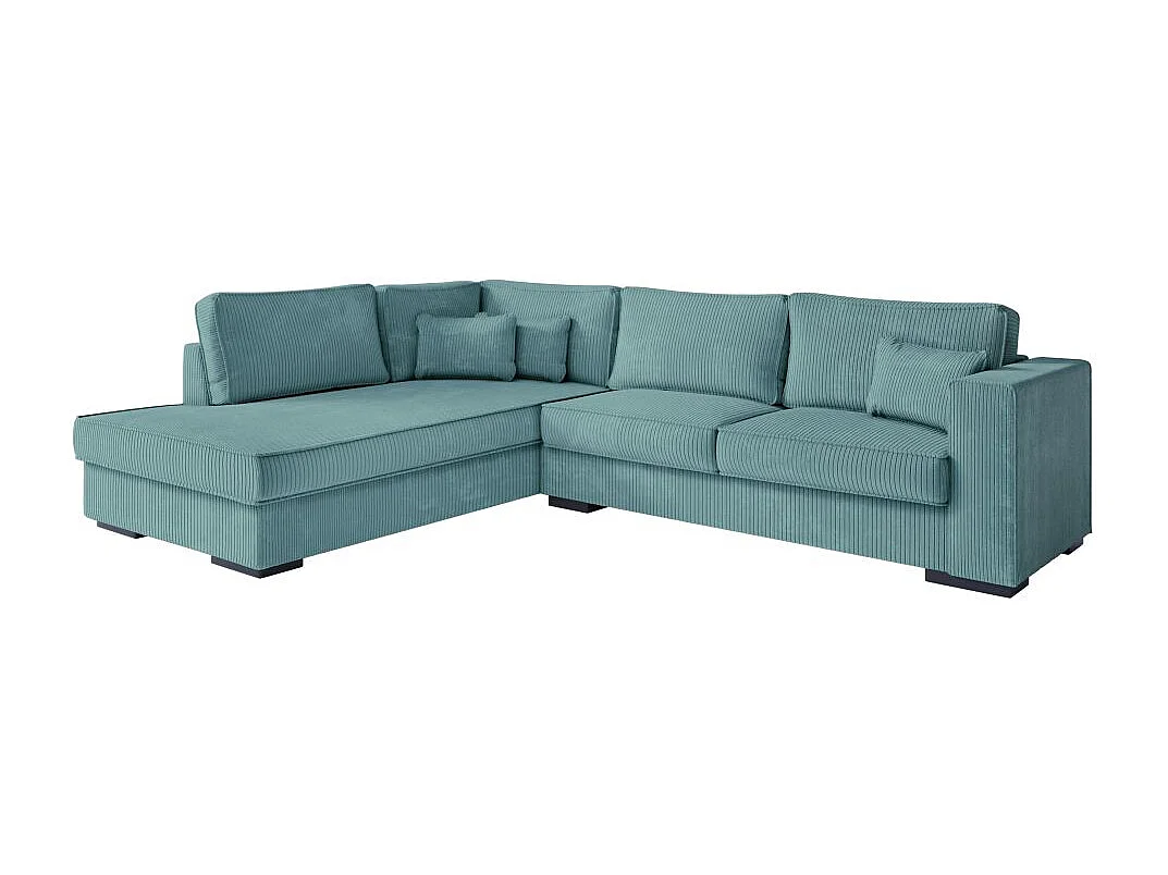 Canapé d'angle gauche Belami XXL 6 places en velours côtelé - Bleu clair - L303 x P228 x H86cm - Loungitude