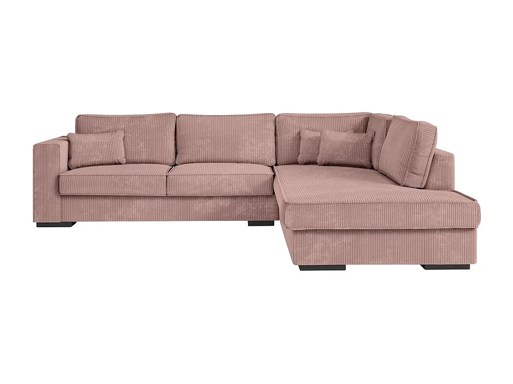 Canapé d'angle droit Belami XXL 6 places en velours côtelé - Vieux rose - L303 x P228 x H86cm - Loungitude
