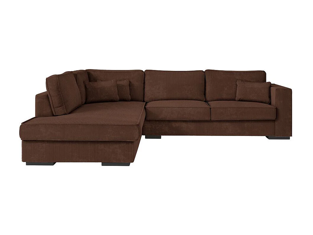 Canapé d'angle gauche Belami XXL 6 places en velours côtelé - Marron - L303 x P228 x H86cm - Loungitude
