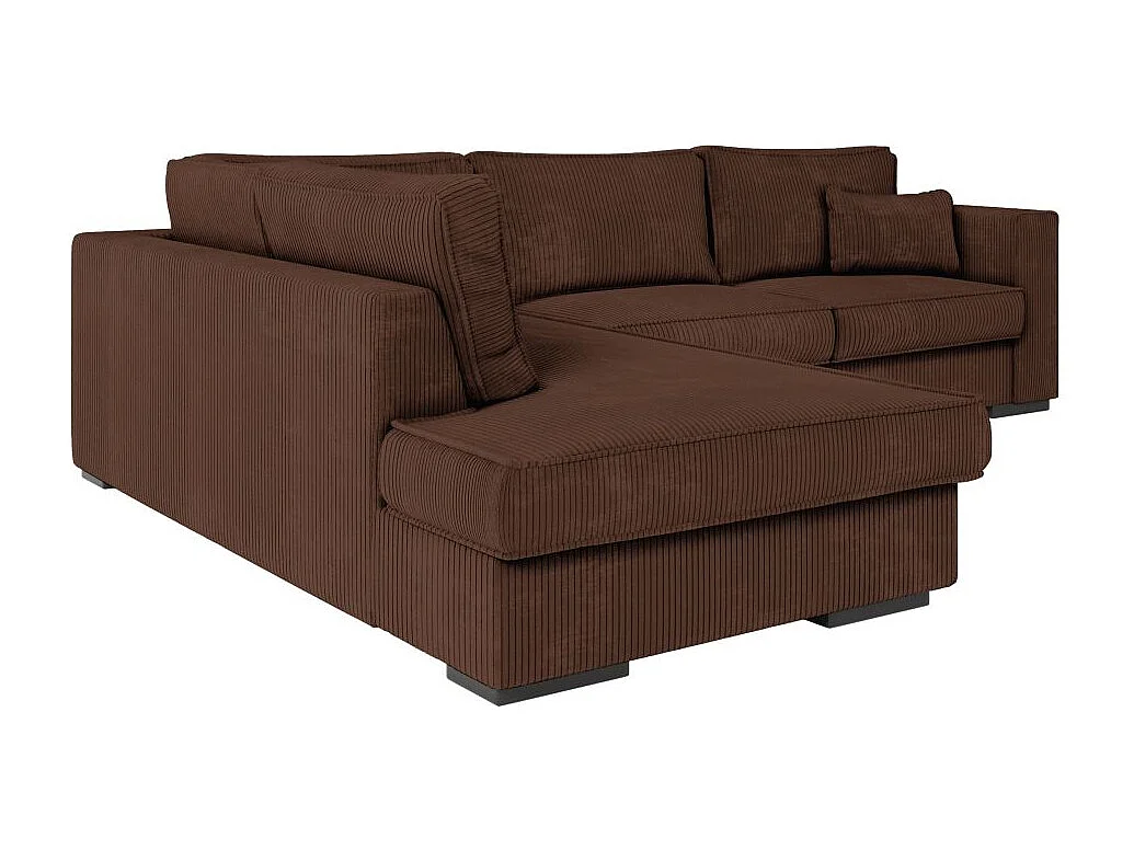 Canapé d'angle gauche Belami XXL 6 places en velours côtelé - Marron - L303 x P228 x H86cm - Loungitude