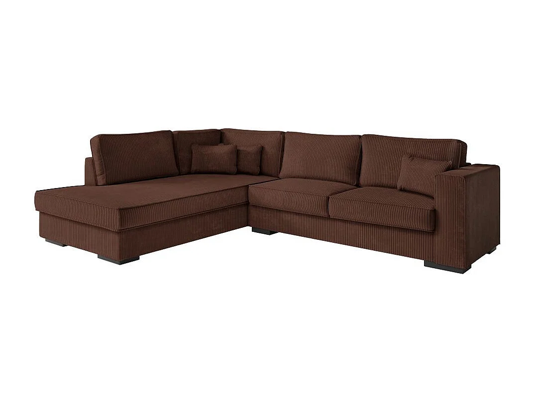 Canapé d'angle gauche Belami XXL 6 places en velours côtelé - Marron - L303 x P228 x H86cm - Loungitude