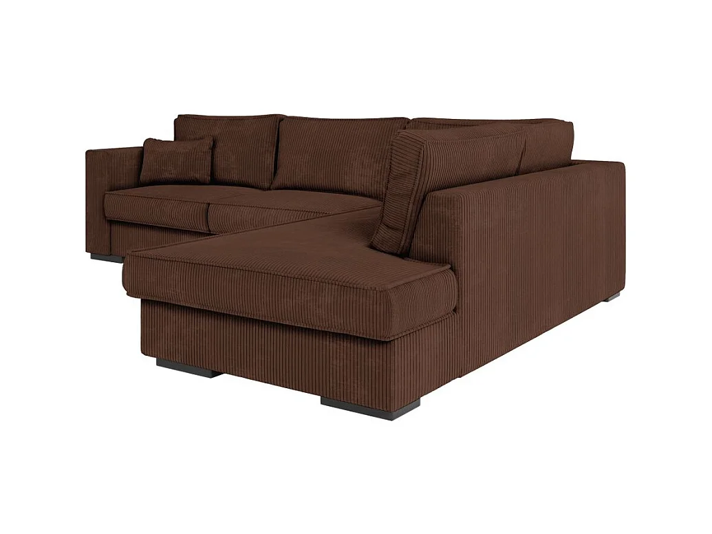Canapé d'angle droit Belami XXL 6 places en velours côtelé - Marron - L303 x P228 x H86cm - Loungitude