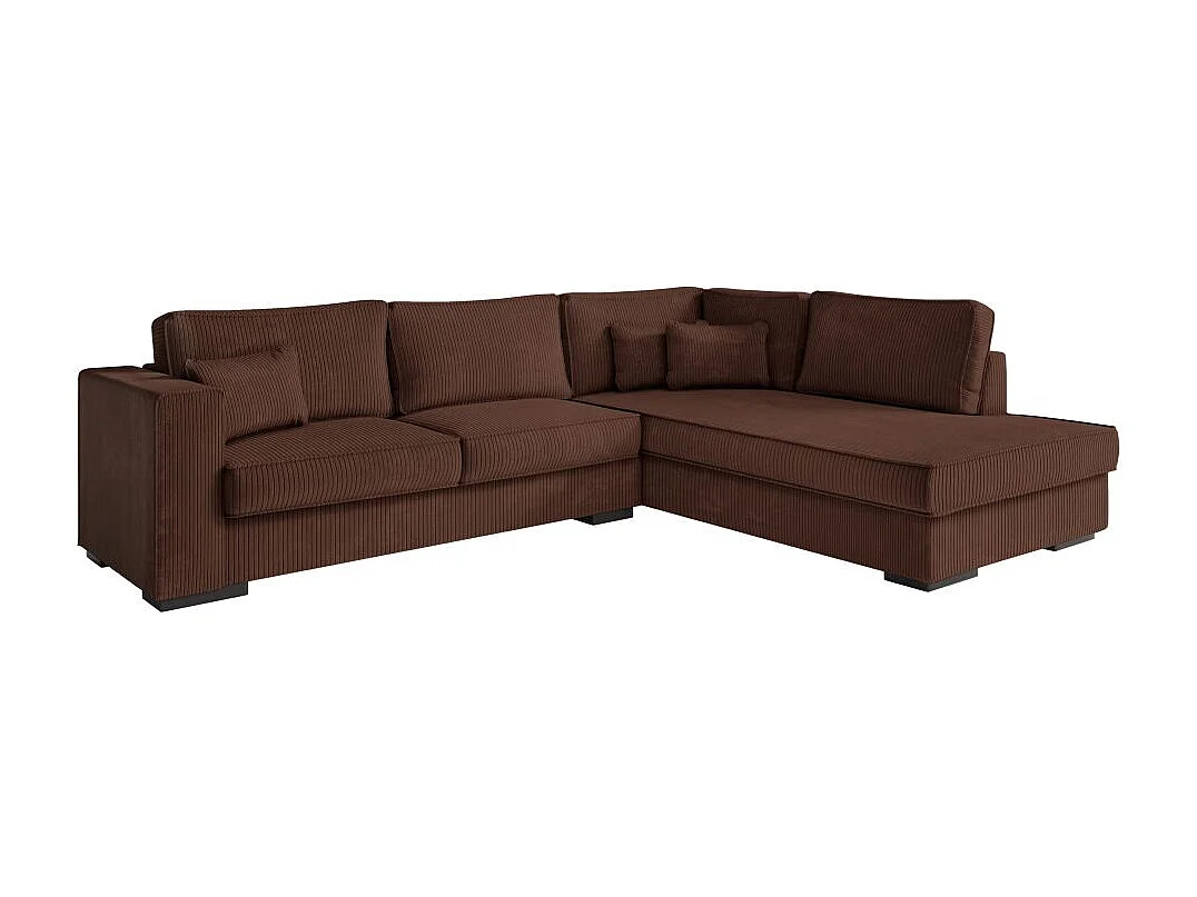 Canapé d'angle droit Belami XXL 6 places en velours côtelé - Marron - L303 x P228 x H86cm - Loungitude