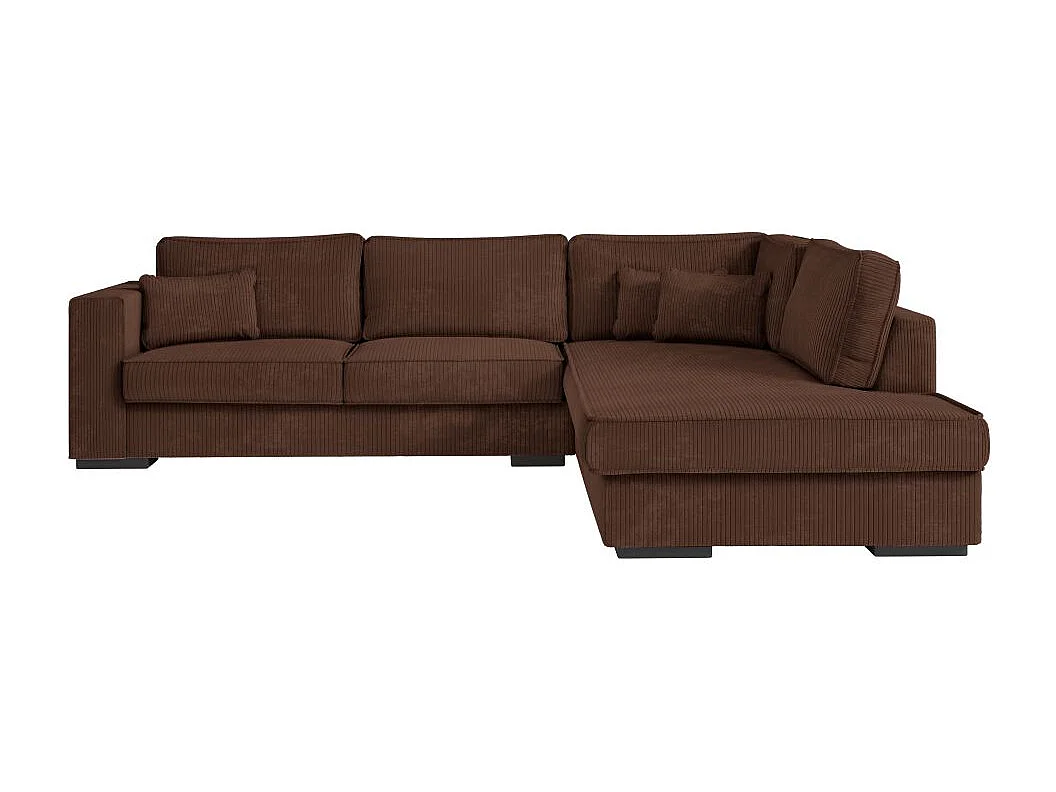 Canapé d'angle droit Belami XXL 6 places en velours côtelé - Marron - L303 x P228 x H86cm - Loungitude