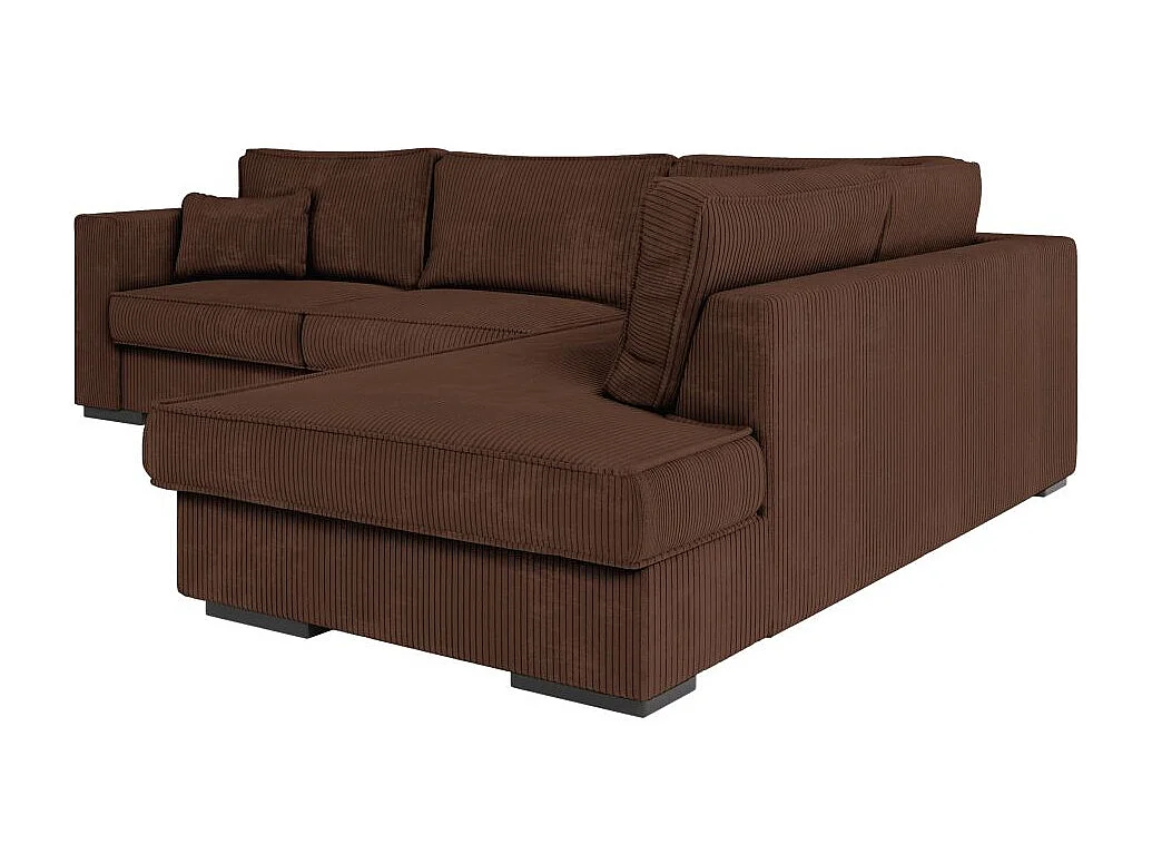 Canapé d'angle droit Belami XXL 6 places en velours côtelé - Marron - L303 x P228 x H86cm - Loungitude