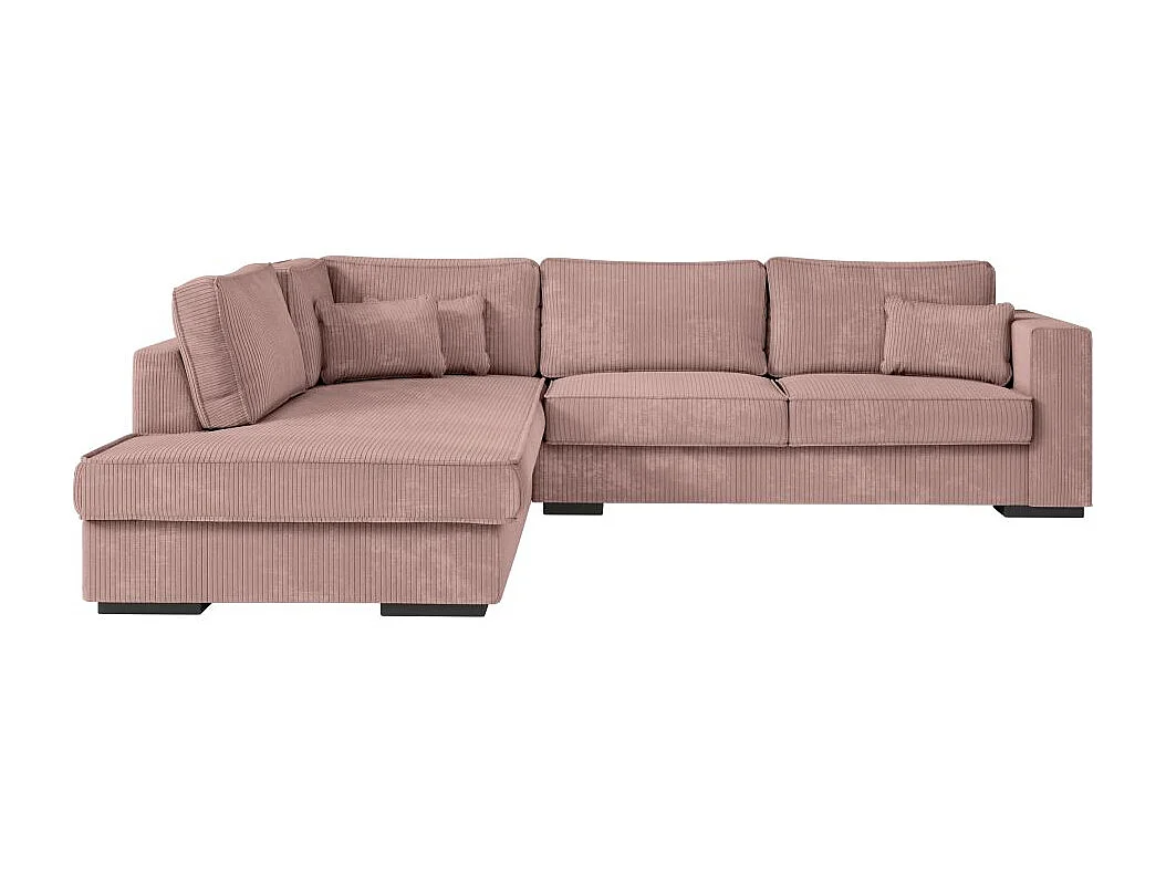 Canapé d'angle gauche Belami XXL 6 places en velours côtelé - Vieux rose - L303 x P228 x H86cm - Loungitude