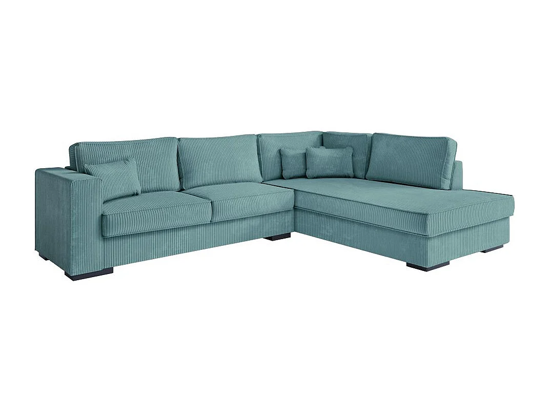 Canapé d'angle droit Belami XXL 6 places en velours côtelé - Bleu clair - L303 x P228 x H86cm - Loungitude