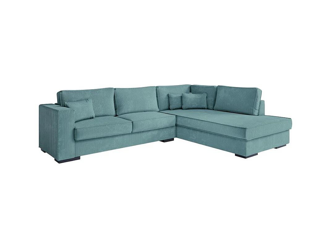 Canapé d'angle droit Belami XXL 6 places en velours côtelé - Bleu clair - L303 x P228 x H86cm - Loungitude