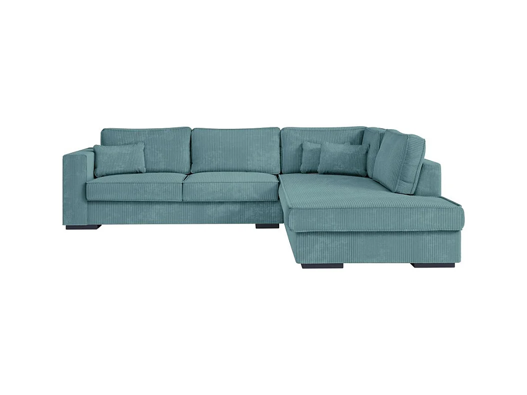 Canapé d'angle droit Belami XXL 6 places en velours côtelé - Bleu clair - L303 x P228 x H86cm - Loungitude