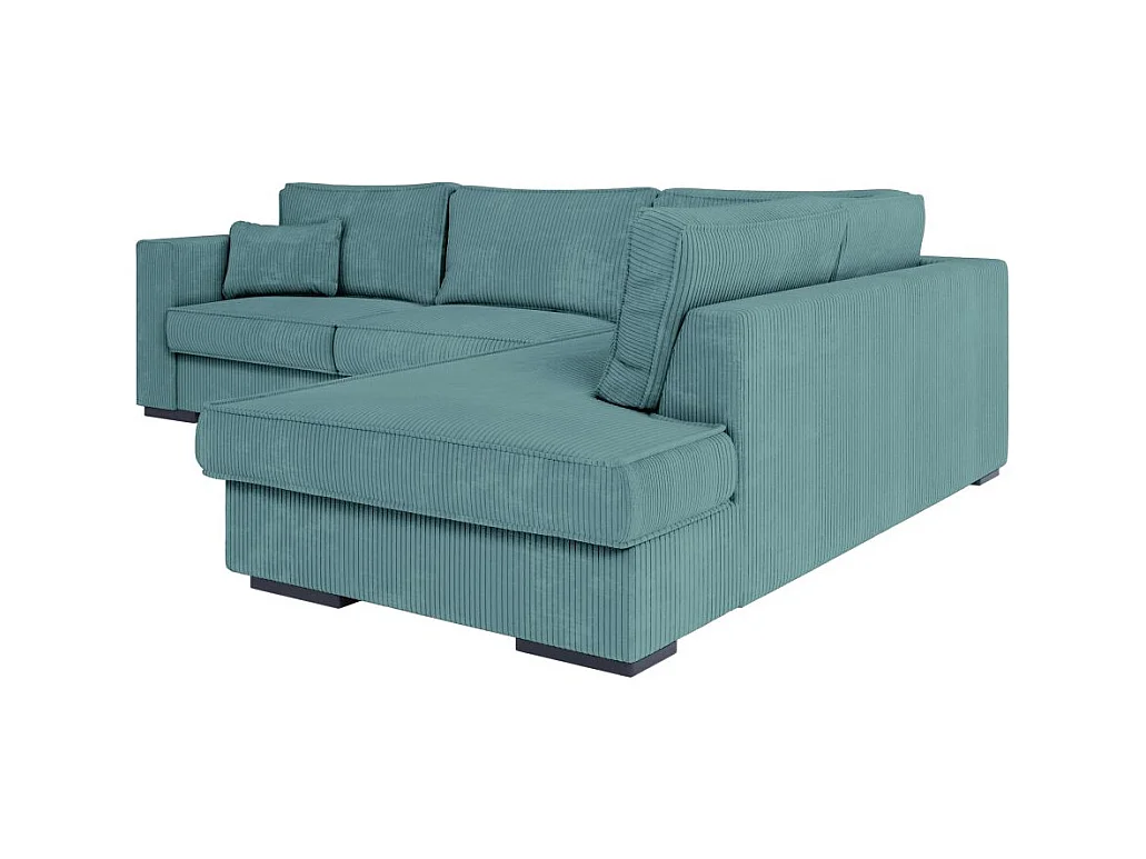 Canapé d'angle droit Belami XXL 6 places en velours côtelé - Bleu clair - L303 x P228 x H86cm - Loungitude