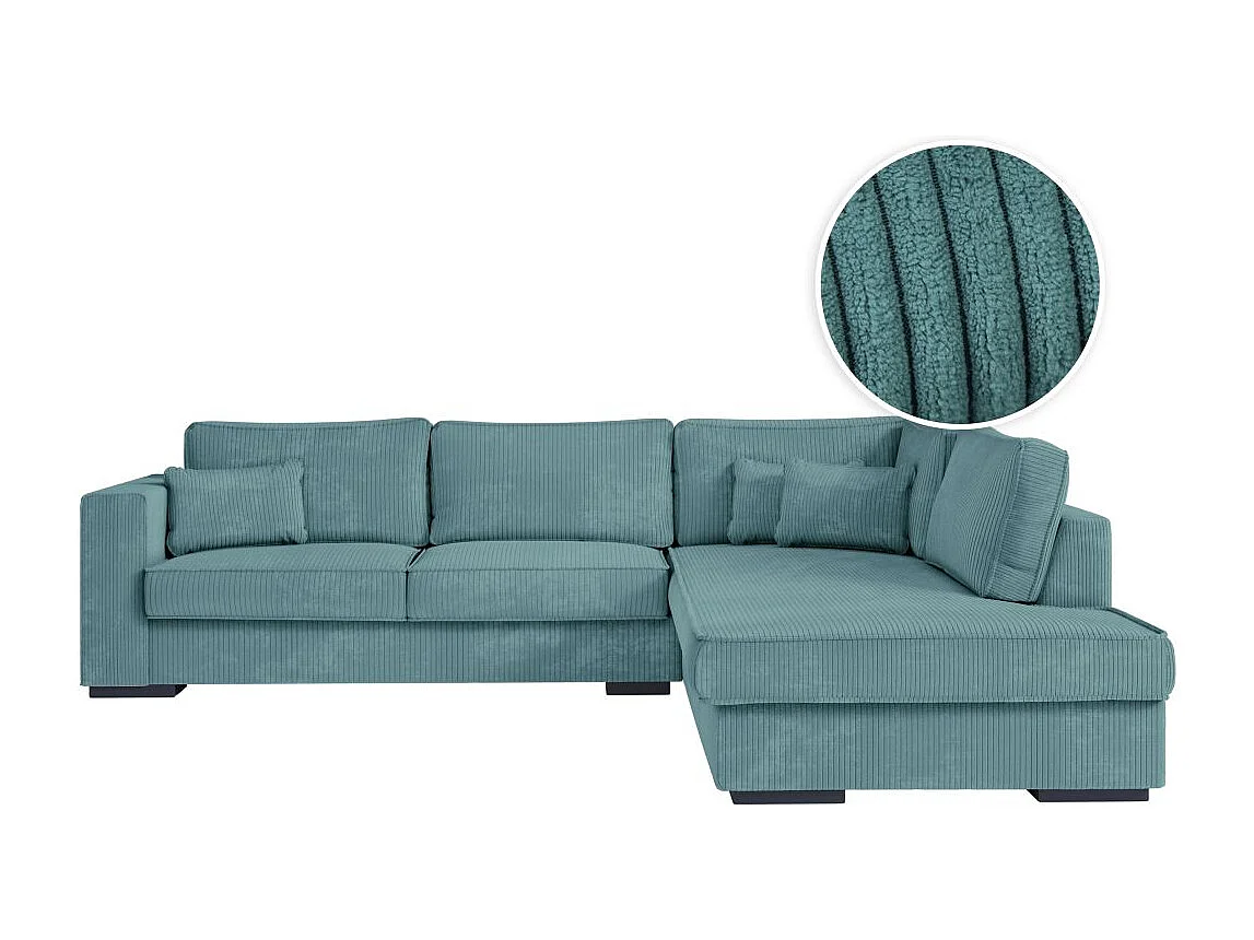 Canapé d'angle droit Belami XXL 6 places en velours côtelé - Bleu clair - L303 x P228 x H86cm - Loungitude