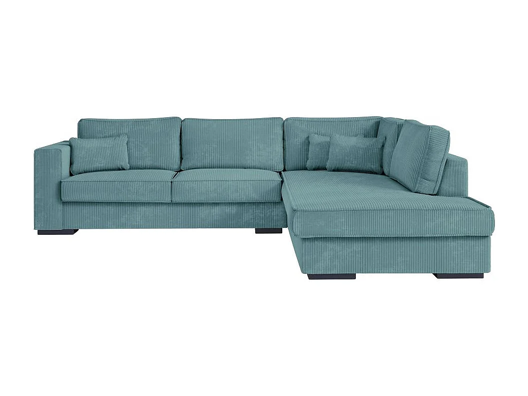 Canapé d'angle droit Belami XXL 6 places en velours côtelé - Bleu clair - L303 x P228 x H86cm - Loungitude