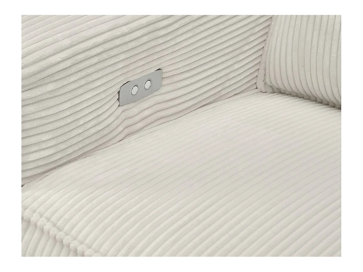 Canapé d'angle droit de relaxation électrique Charline 3 places en velours côtelé - Beige - L269 x P166 x H92cm - Loungitude