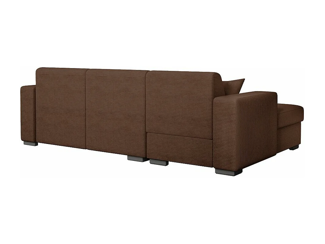 Canapé d'angle gauche 4 places Fuji XL convertible avec coffre en velours côtelé - Marron - L262 x P157 x H83cm - Loungitude