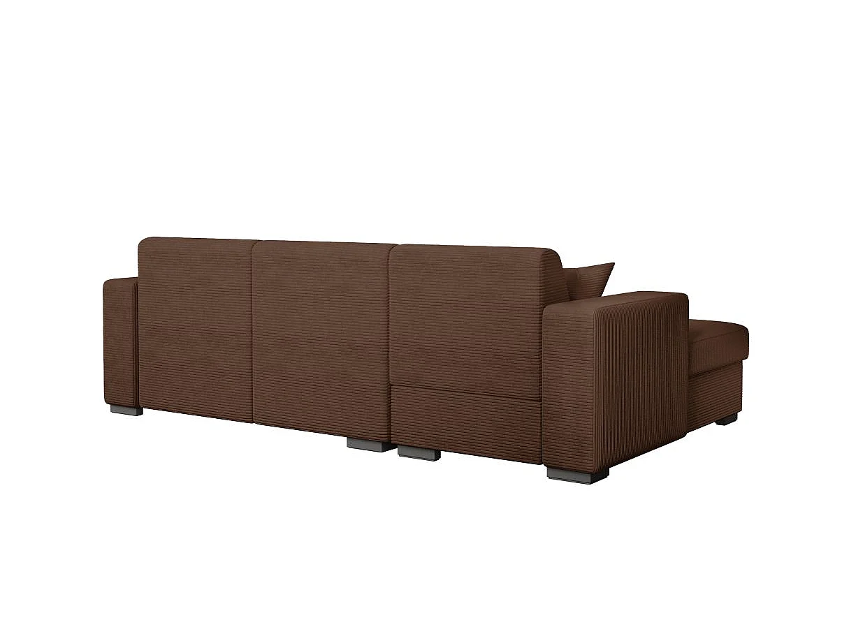 Canapé d'angle convertible 4 places avec coffre en velours marron