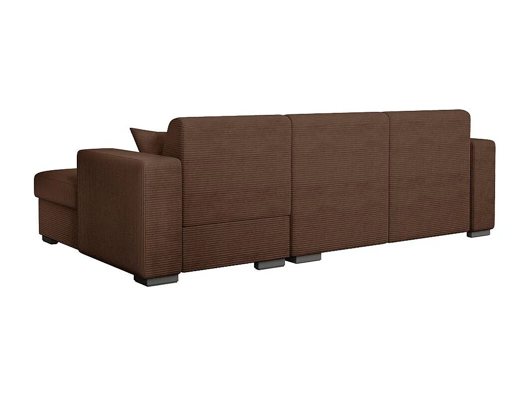 Canapé d'angle droit 4 places Fuji XL convertible avec coffre en velours côtelé - Marron - L262 x P157 x H83cm - Loungitude