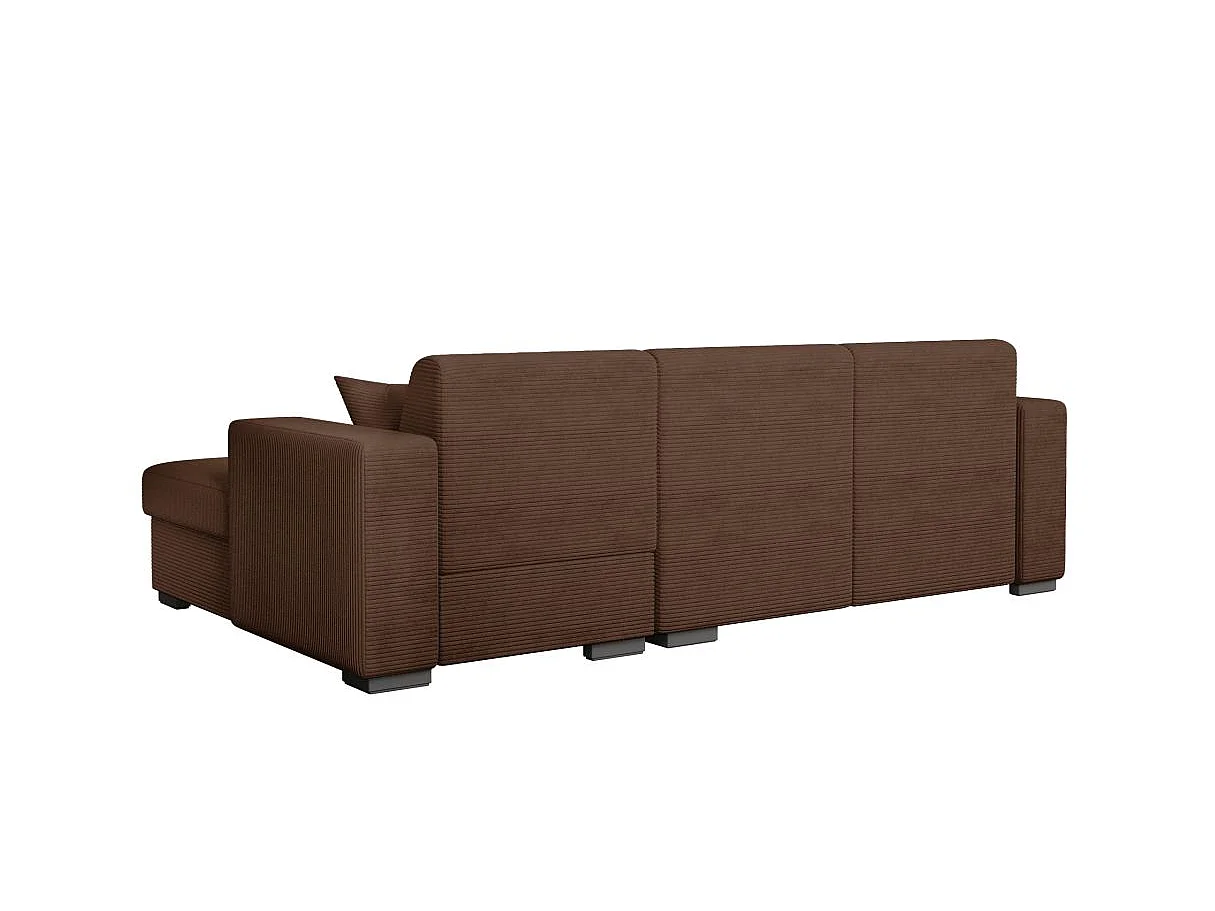 Canapé d'angle convertible 4 places avec coffre en velours marron