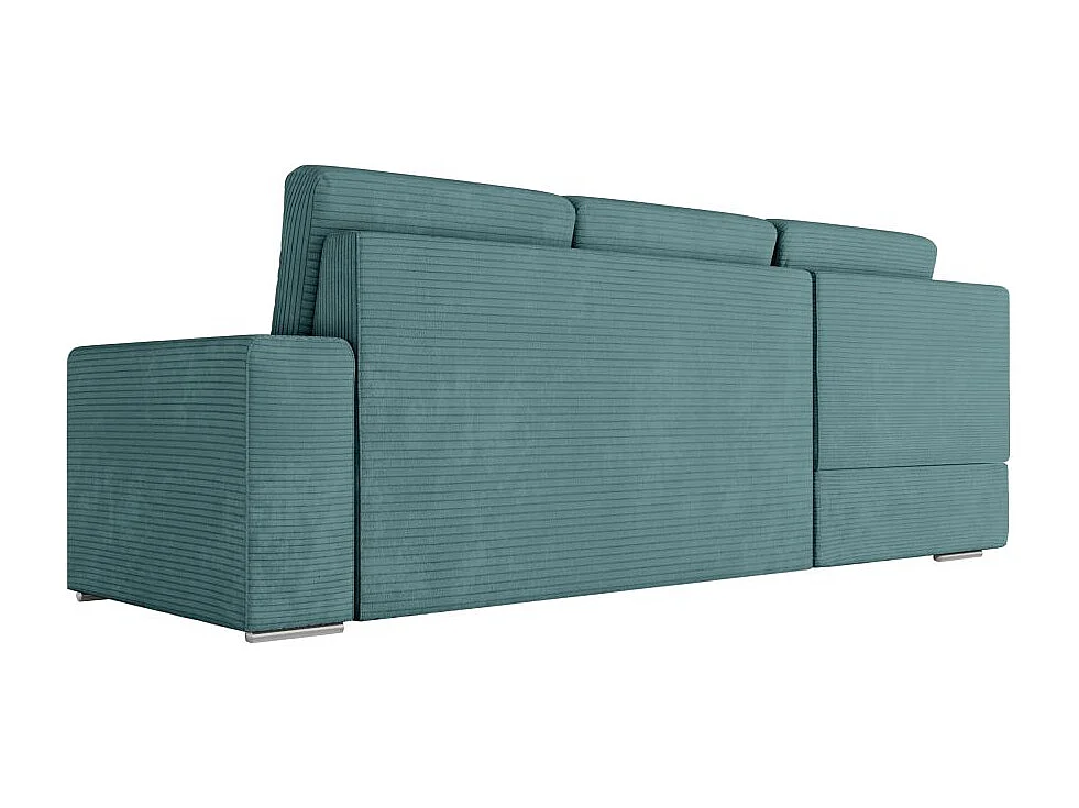 Canapé d'angle gauche 3 places convertible Aden avec coffre en velours côtelé - Bleu clair - L246 x P174 x H96cm - Loungitude