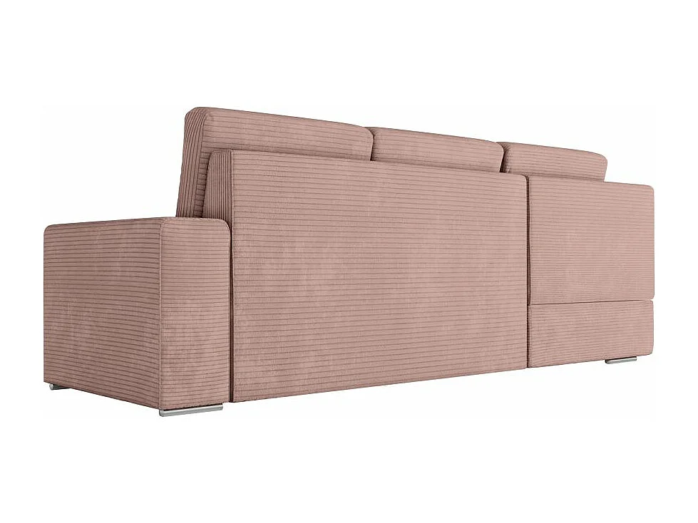 Canapé d'angle gauche 3 places convertible Aden avec coffre en velours côtelé - Vieux rose - L246 x P174 x H96cm - Loungitude