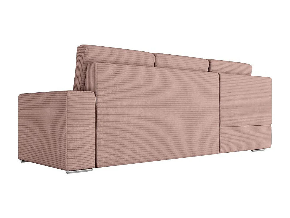 Canapé d'angle gauche 3 places convertible Aden avec coffre en velours côtelé - Vieux rose - L246 x P174 x H96cm - Loungitude