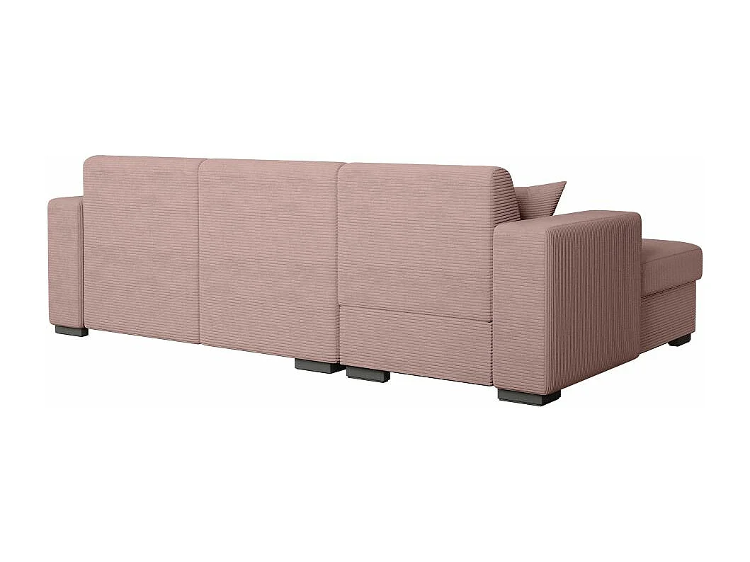 Canapé d'angle gauche 4 places Fuji XL convertible avec coffre en velours côtelé - Vieux rose - L262 x P157 x H83cm - Loungitude