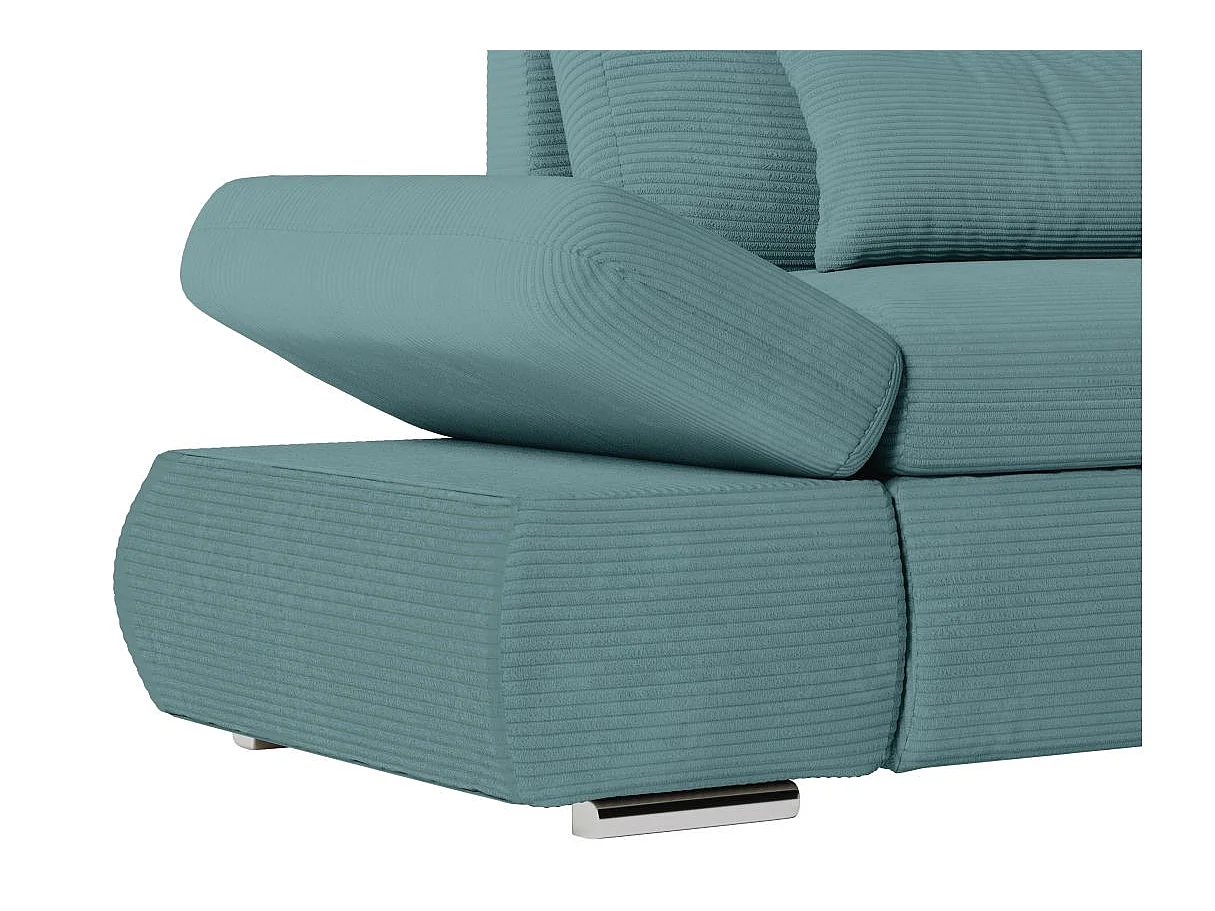 Canapé d'angle convertible 4 places avec coffre en velours bleu ciel