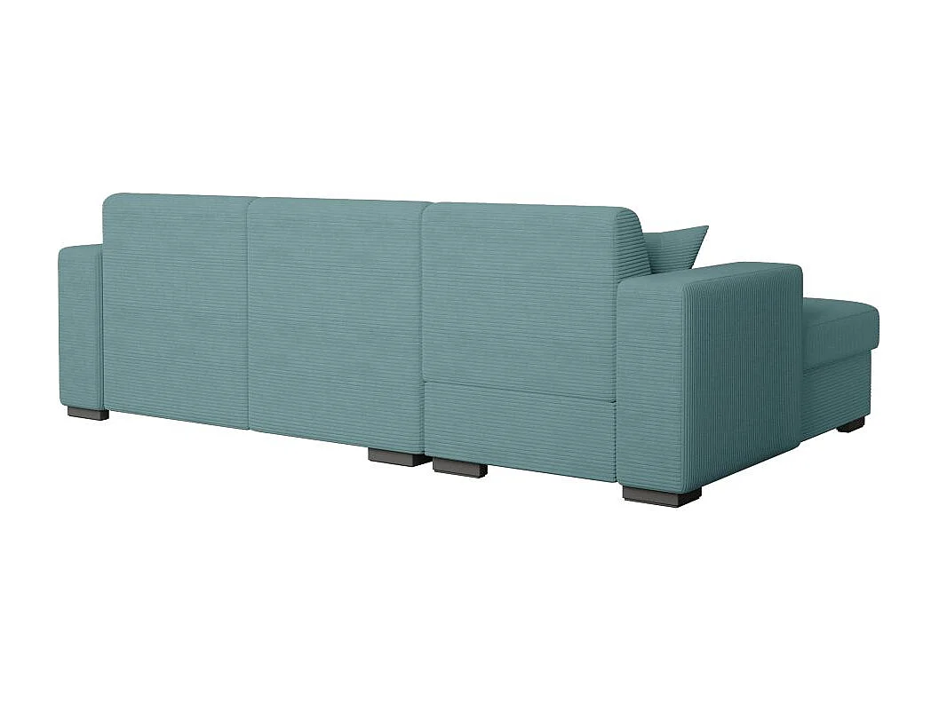 Canapé d'angle gauche 4 places Fuji XL convertible avec coffre en velours côtelé - Bleu clair - L262 x P157 x H83cm - Loungitude