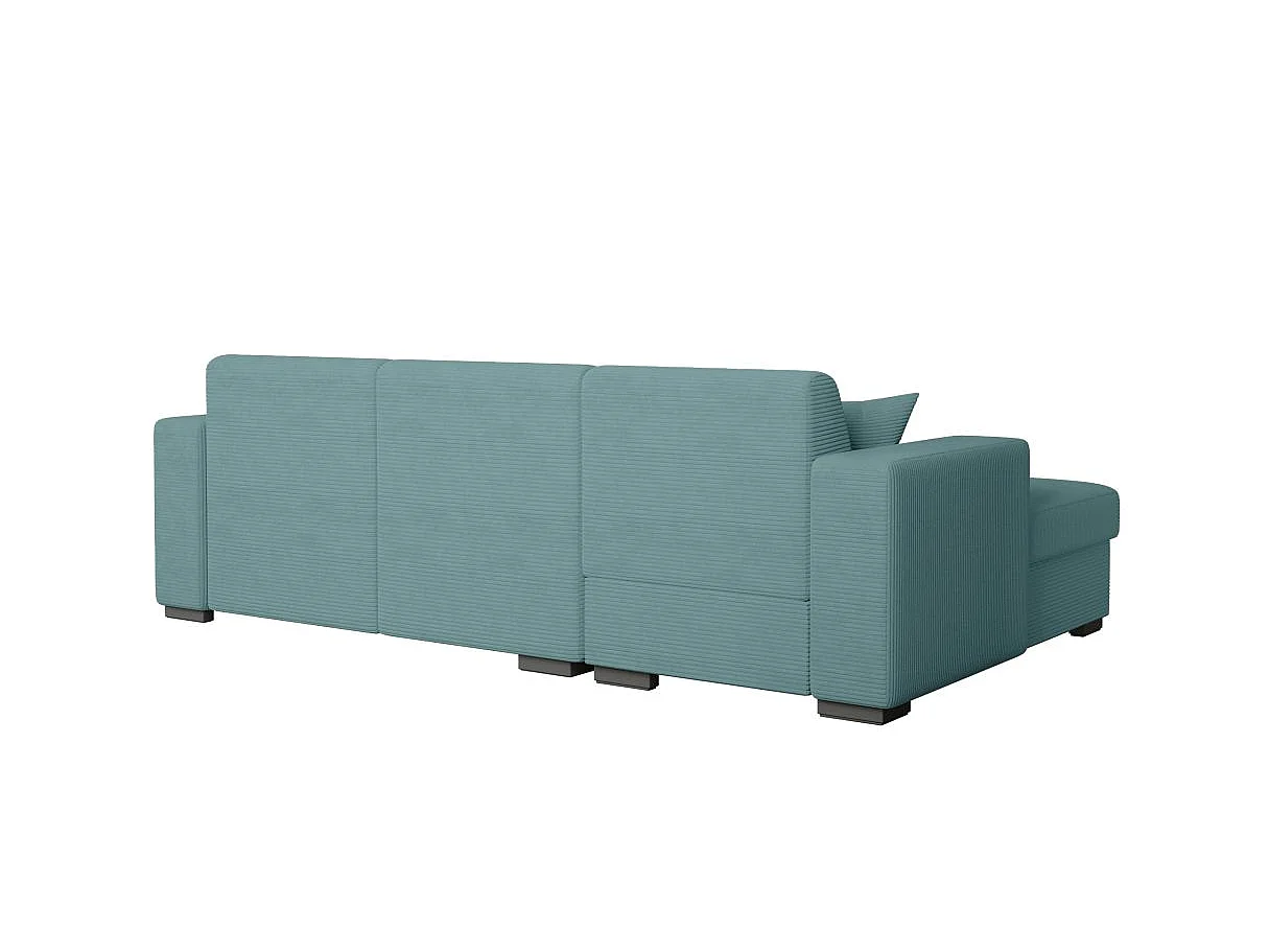 Canapé d'angle gauche 4 places Fuji XL convertible avec coffre en velours côtelé - Bleu clair - L262 x P157 x H83cm - Loungitude