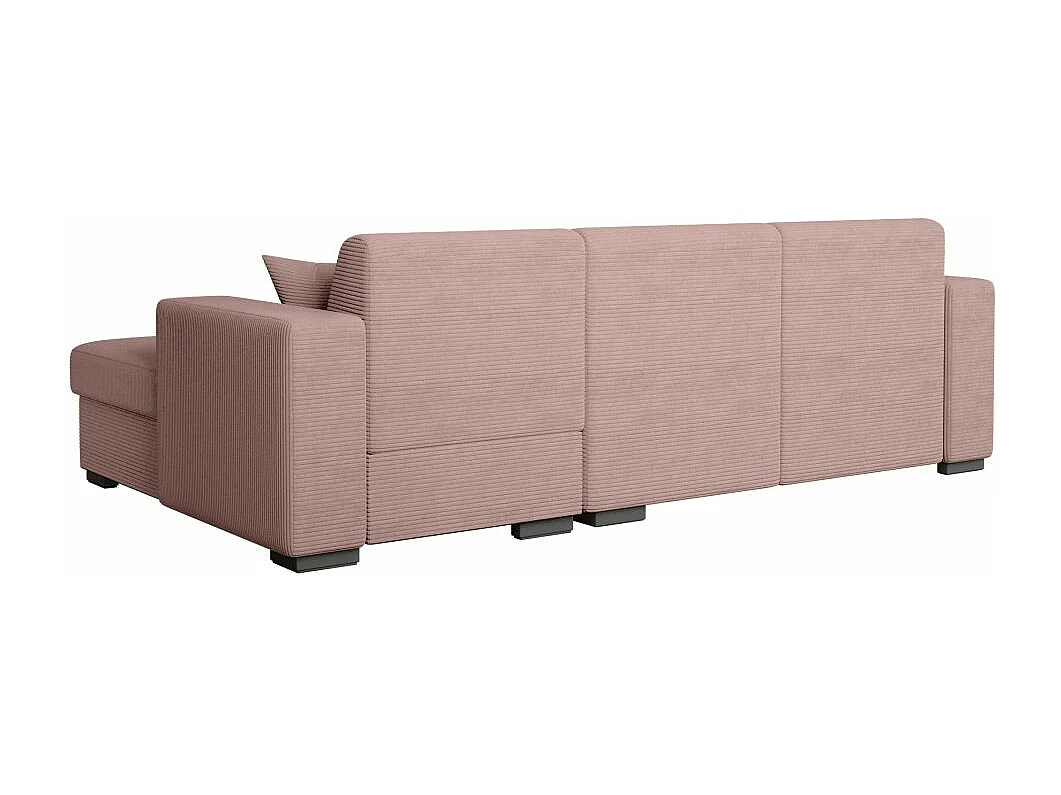 Canapé d'angle droit 4 places Fuji XL convertible avec coffre en velours côtelé - Vieux rose - L262 x P157 x H83cm - Loungitude