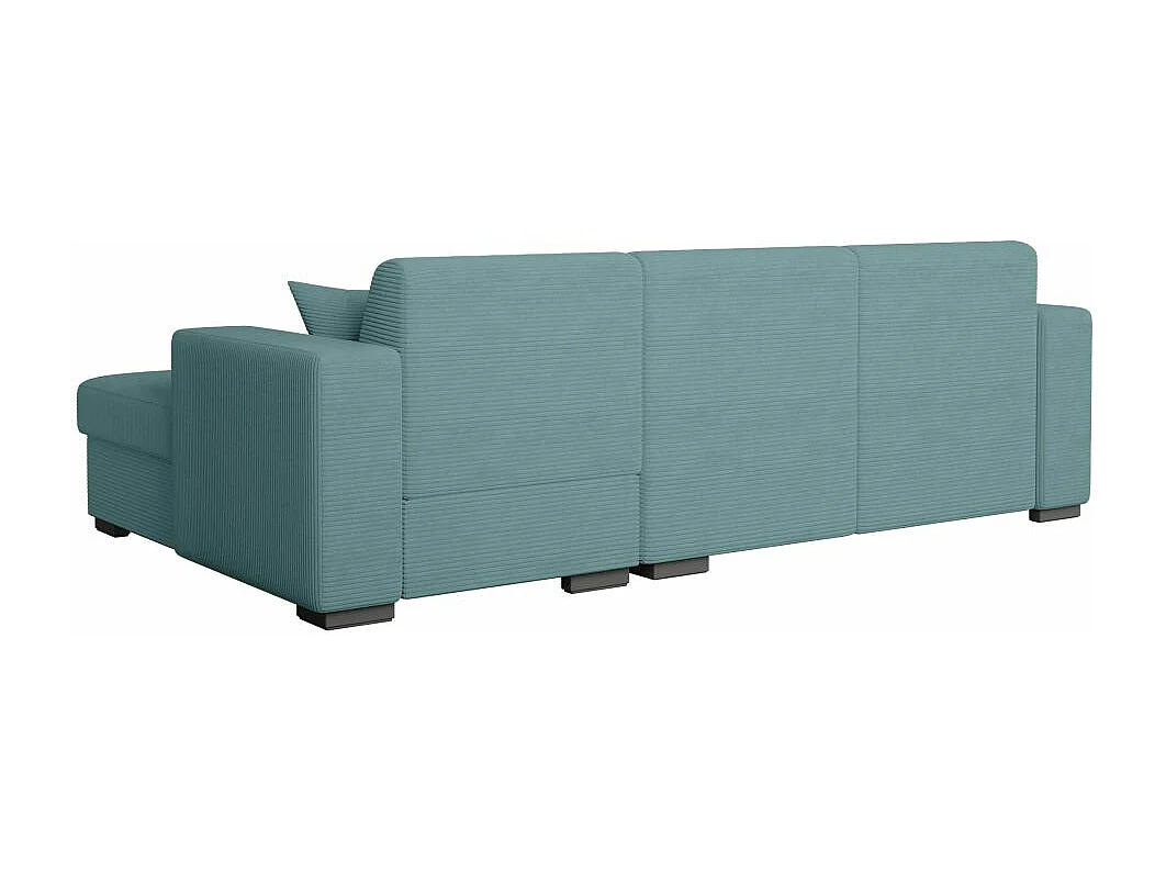 Canapé d'angle droit 4 places Fuji XL convertible avec coffre en velours côtelé - Bleu clair - L262 x P157 x H83cm - Loungitude