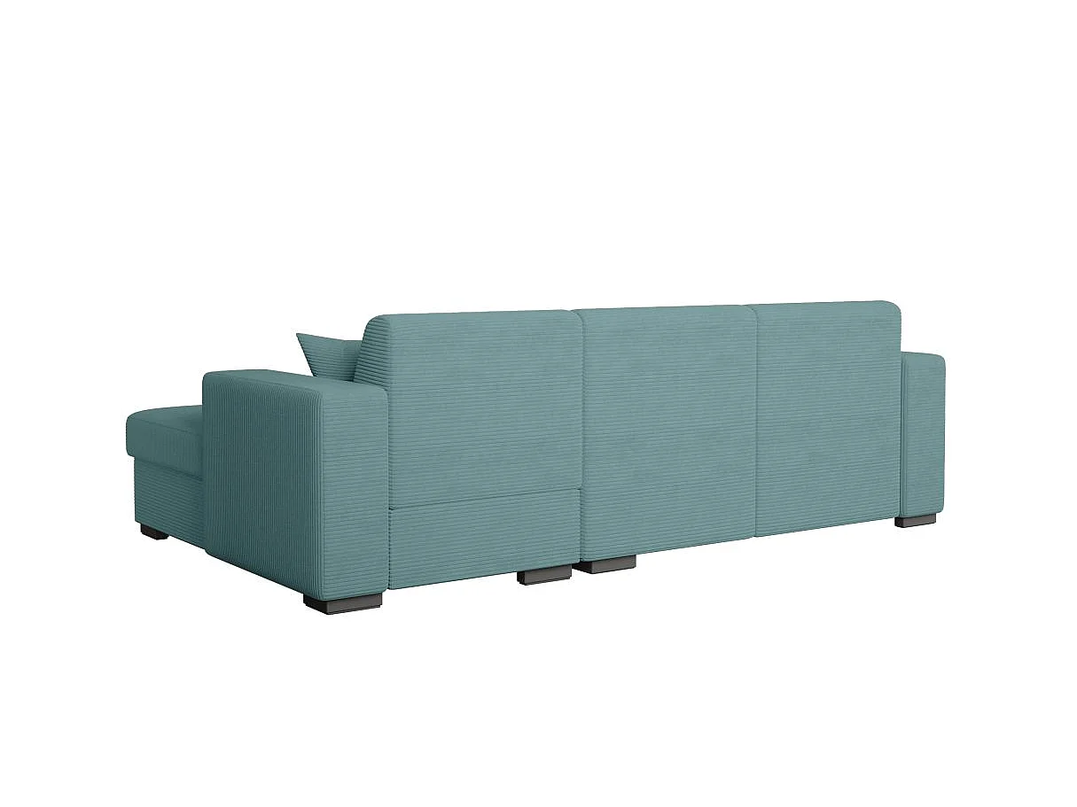Canapé d'angle convertible 4 places avec coffre en velours bleu ciel