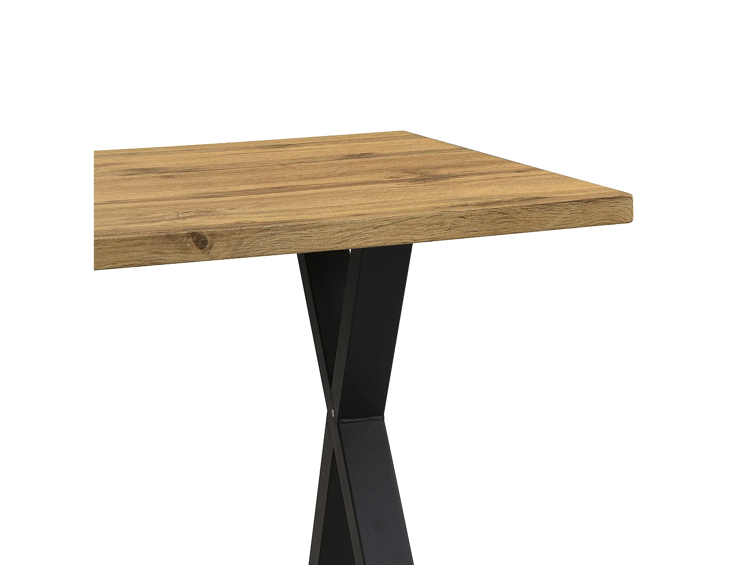 Table à manger rectangulaire - pieds en forme de X en fer forgé - Naturel