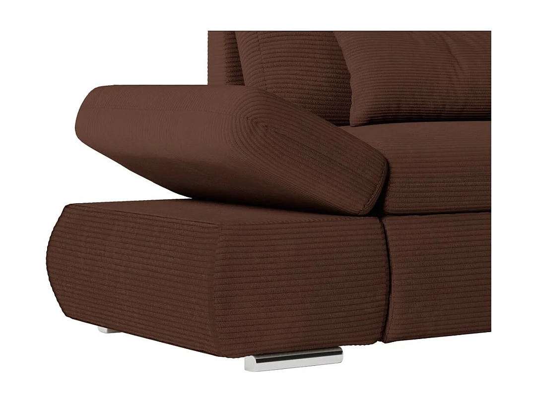 Canapé d'angle 4 places réversible Sebastian convertible avec coffre en velours côtelé - Marron - L267 x P200 x H90cm - Loungitude