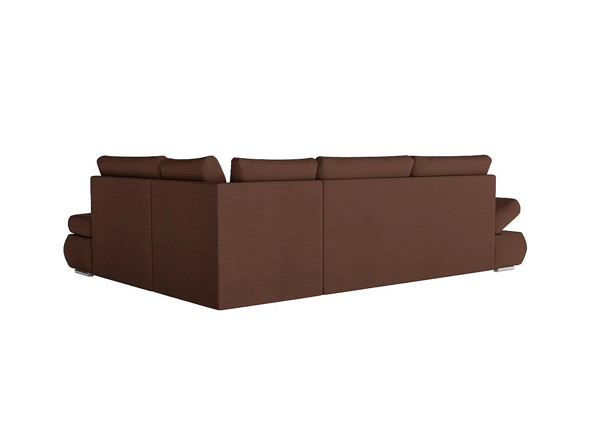 Canapé d'angle convertible 4 places avec coffre en velours marron